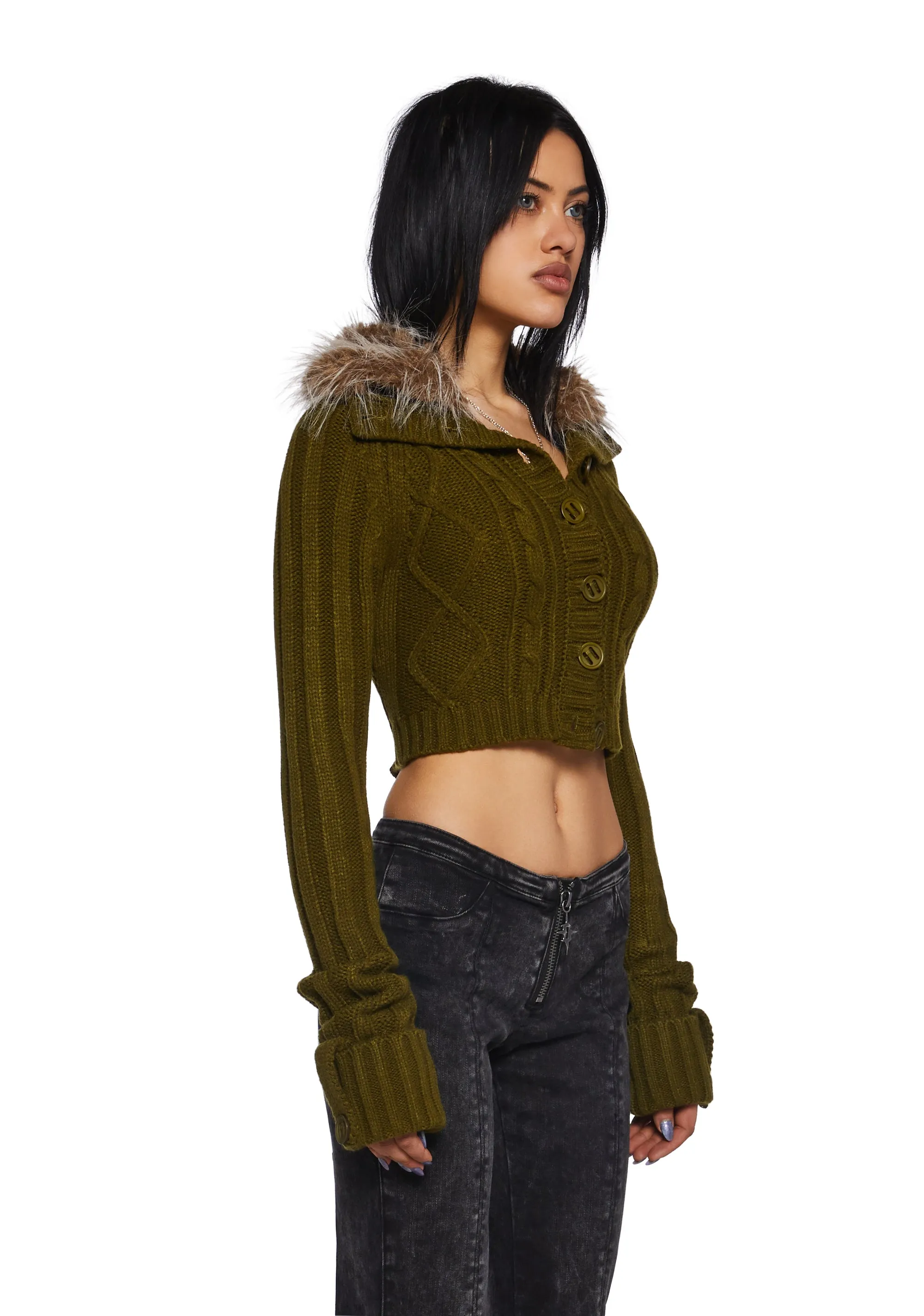 Foolproof Attraction Knit Jacket - Olive sold by Dolls Kill product image thumbnail 3