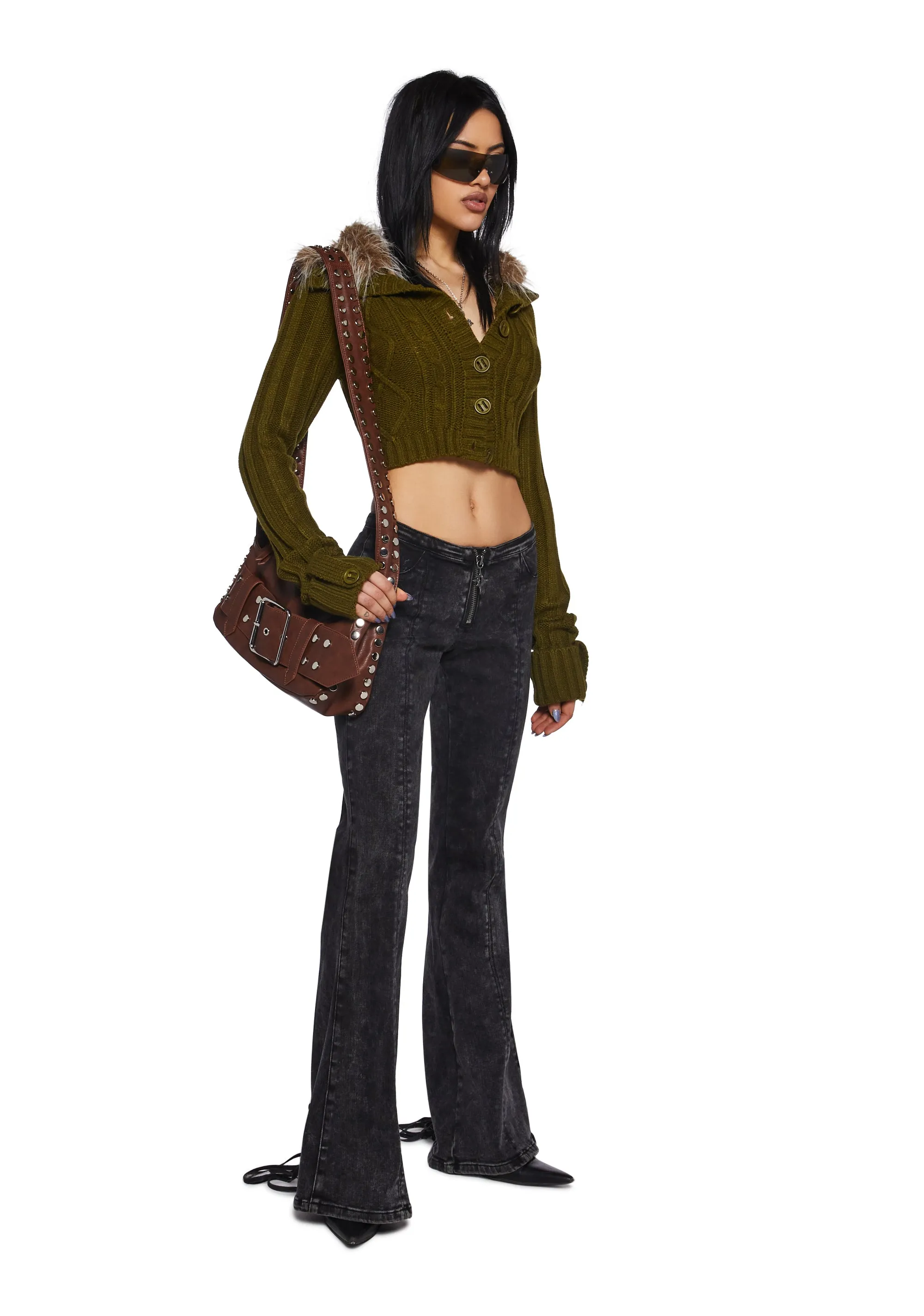 Foolproof Attraction Knit Jacket - Olive sold by Dolls Kill product image thumbnail 2