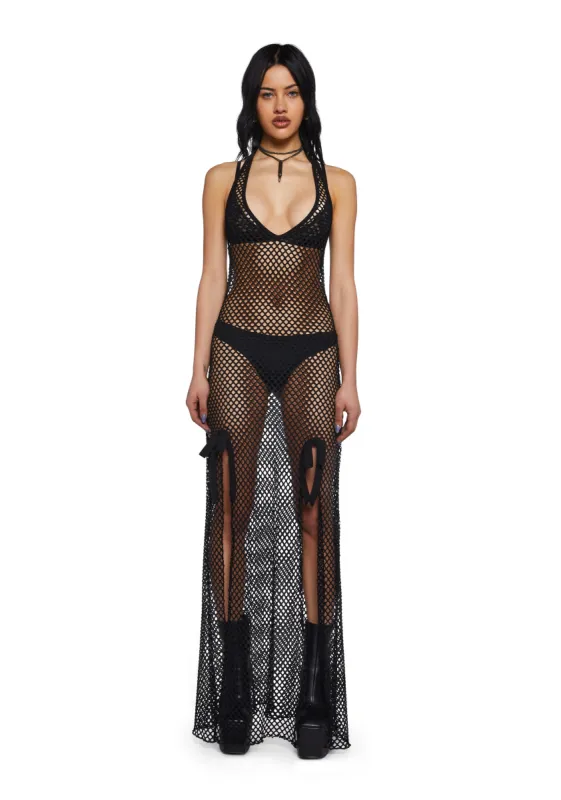 Romantic Rebel Maxi Dress - Fishnet sold by Dolls Kill