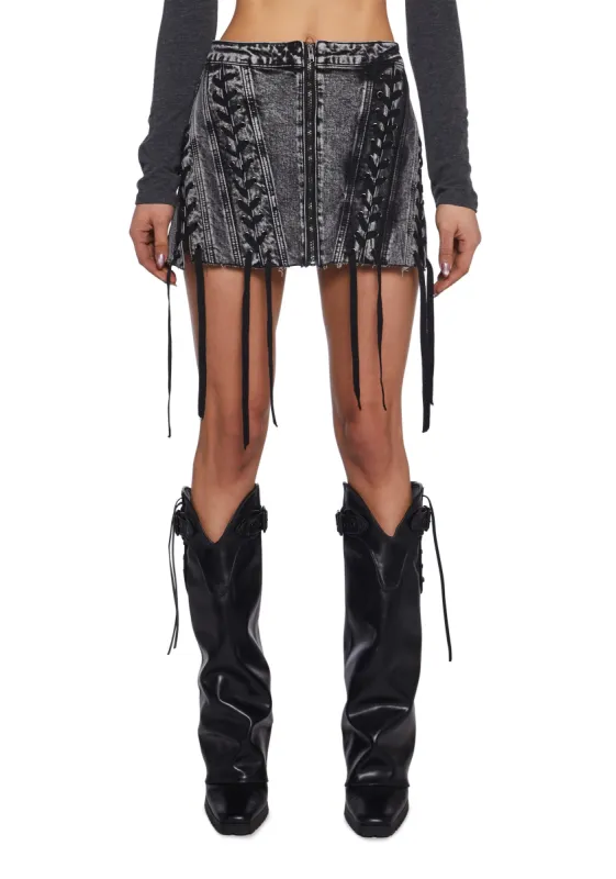 Raider Maiden Acid Wash Skirt sold by Dolls Kill