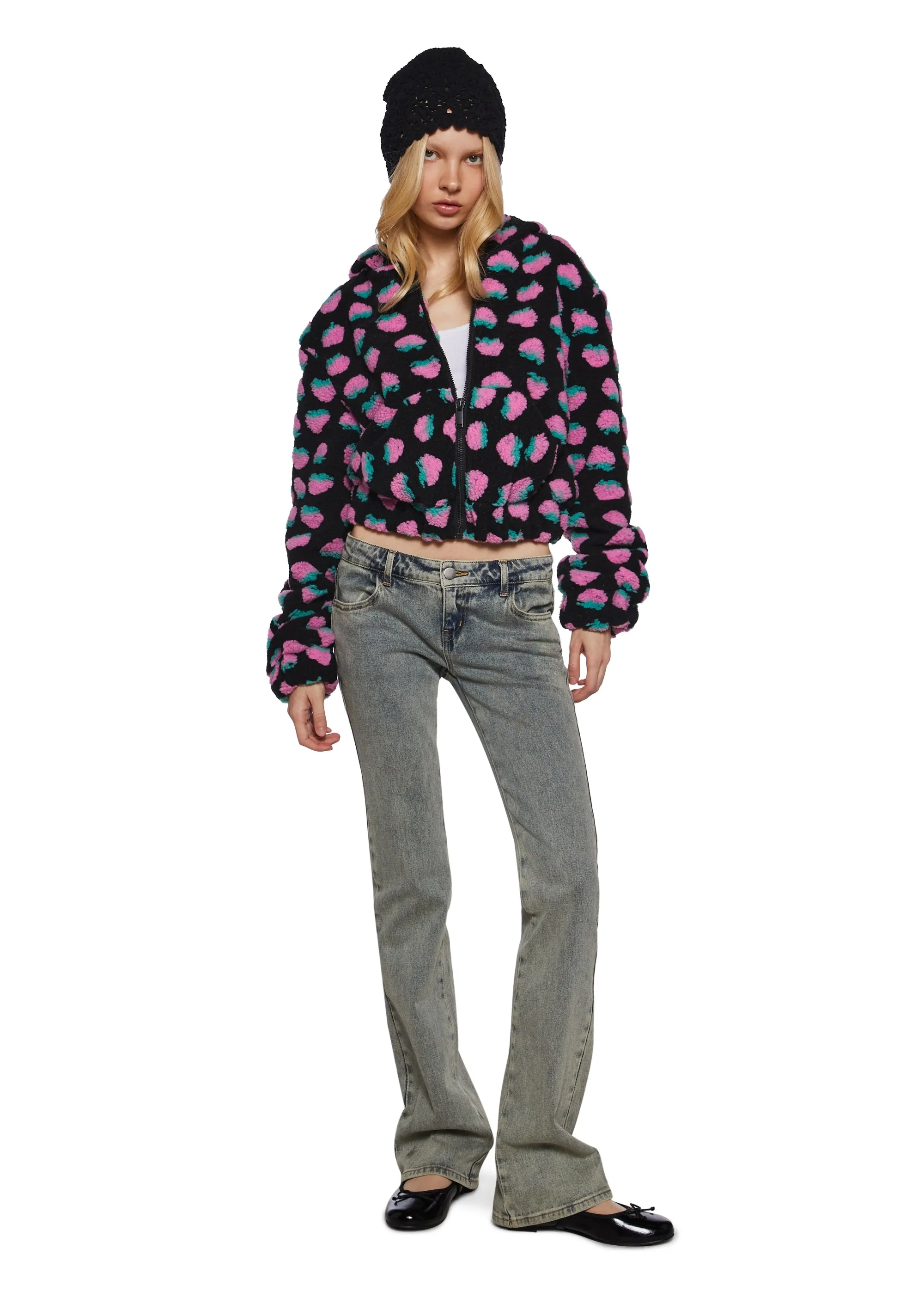 Berry Smitten Hooded Sherpa Jacket sold by Dolls Kill product image thumbnail 2