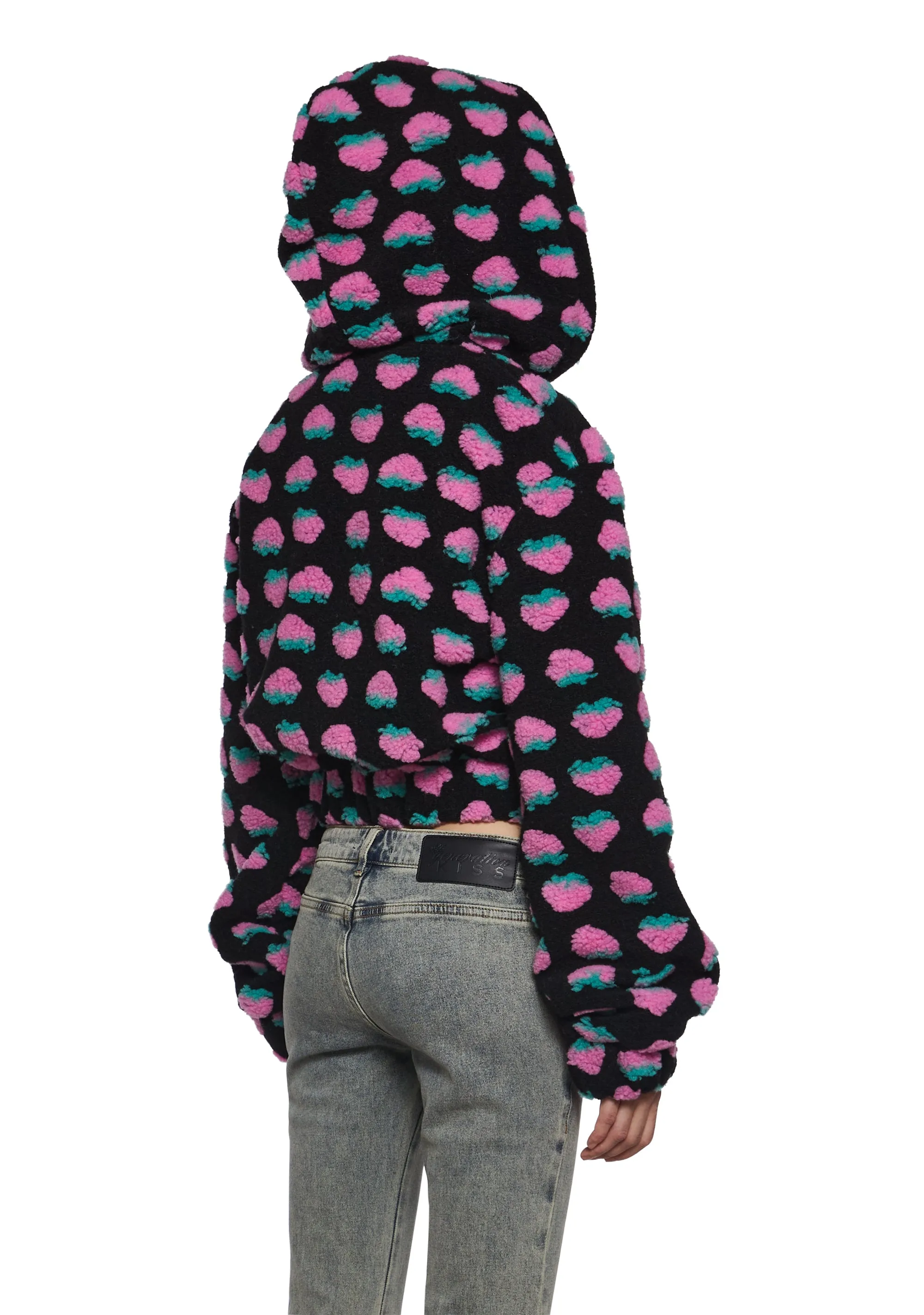 Berry Smitten Hooded Sherpa Jacket sold by Dolls Kill product image thumbnail 4