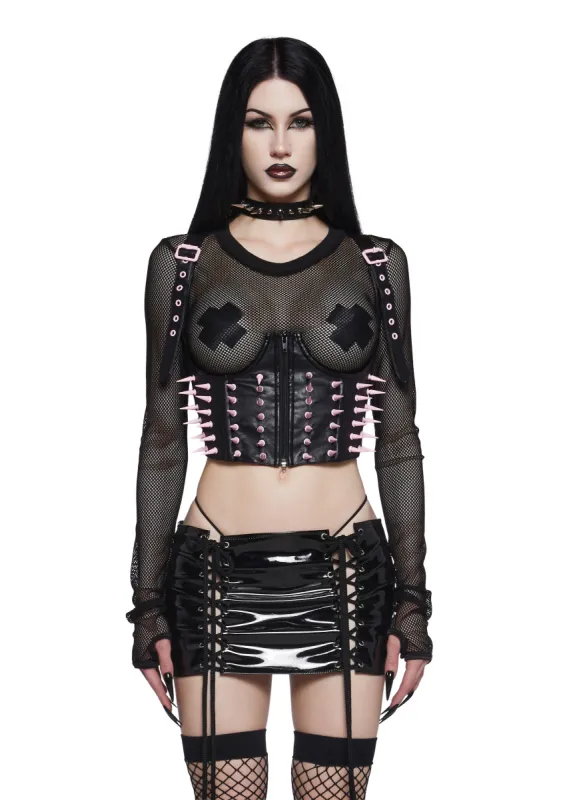 Steel Gaze Underbust Corset - Pink sold by Dolls Kill