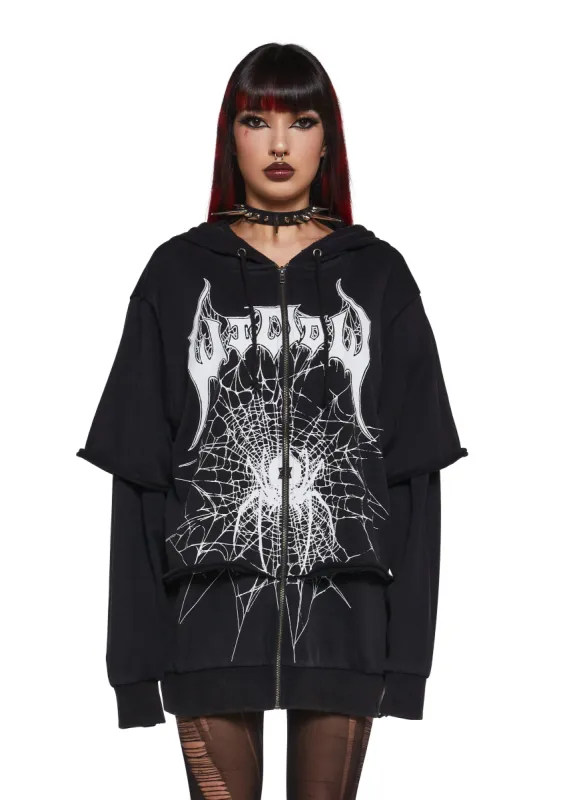 Looming Goth Zip-Up Hoodie sold by Dolls Kill
