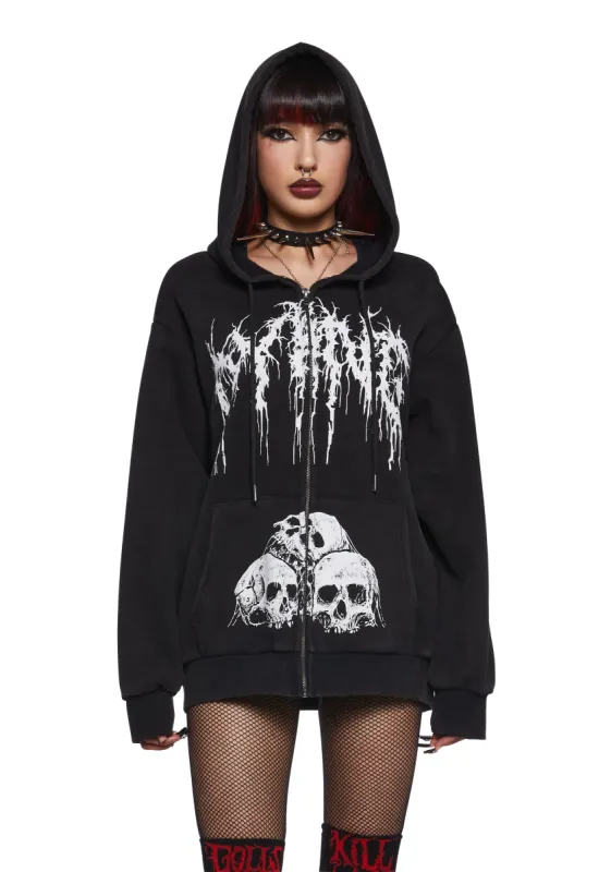 Surrender To Fate Zip-Up Hoodie sold by Dolls Kill