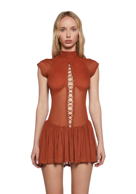 Manifest Jealousy Lace-Up Dress - Orange sold by Dolls Kill