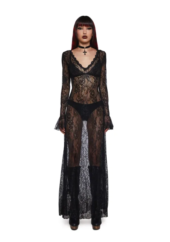 Sumptuous Shadows Lace Maxi Dress sold by Dolls Kill