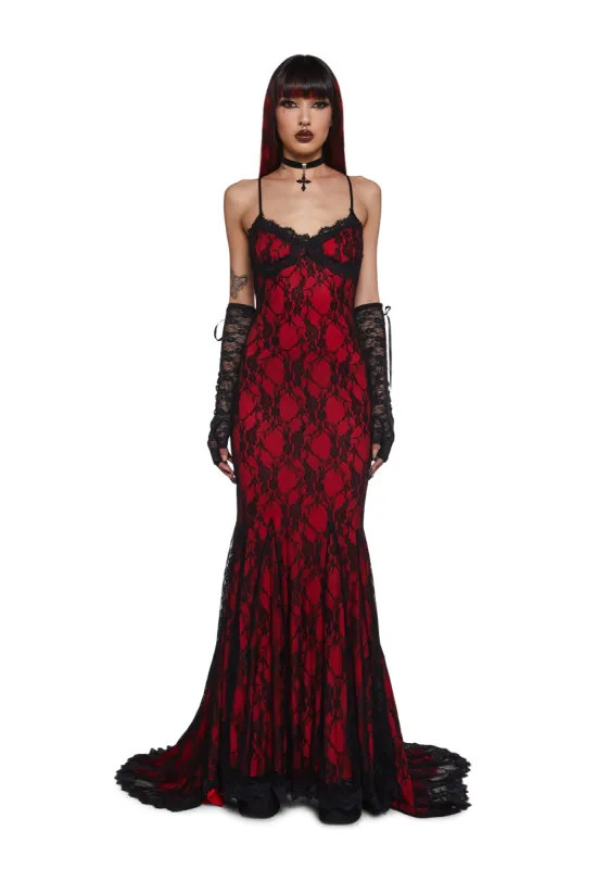 Underground Mistress Lace Maxi Dress sold by Dolls Kill