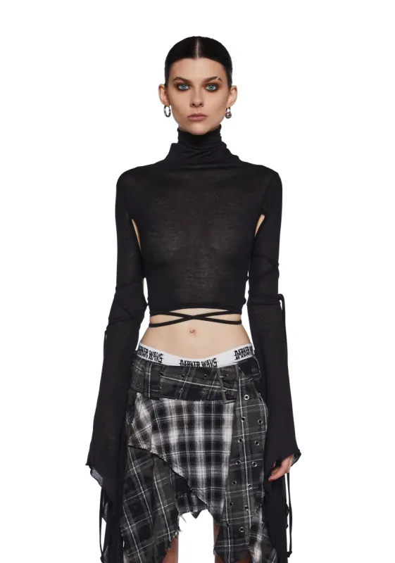 Warp Long Sleeve Crop Top sold by Dolls Kill
