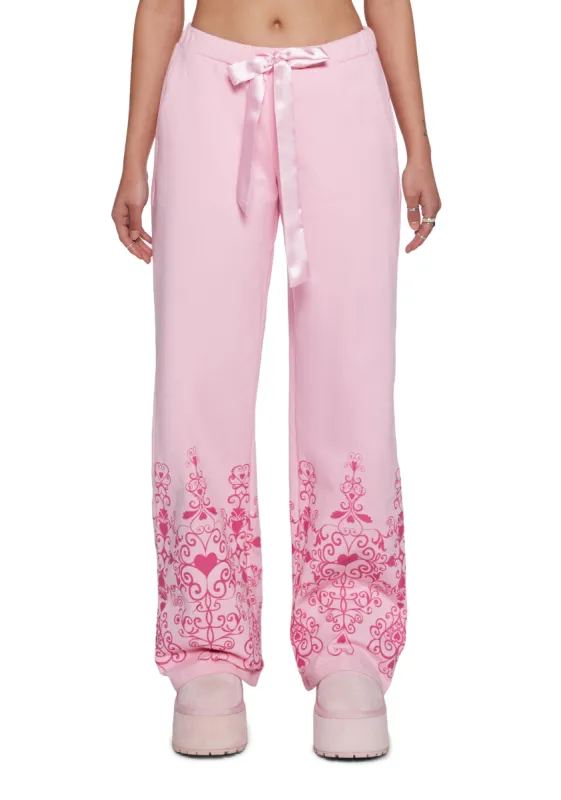 Breaking Your Heart Wide Leg Sweatpants sold by Dolls Kill