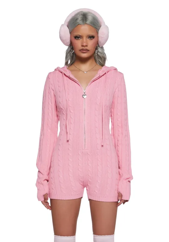 Cozy Bliss Cable Knit Romper sold by Dolls Kill