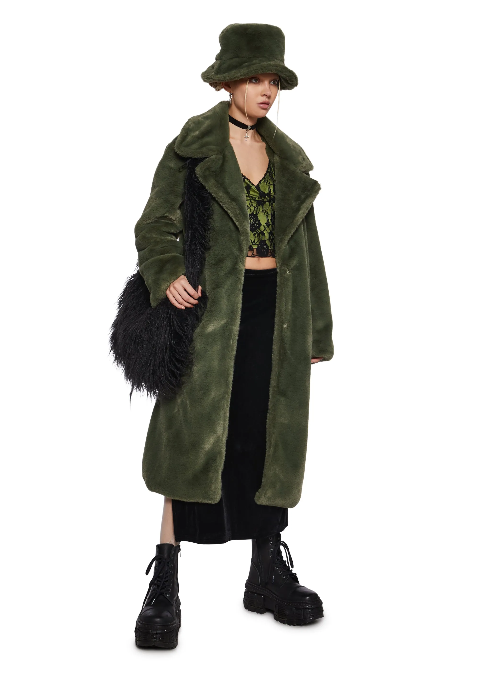 Virtual Insanity Faux Fur Coat And Hat sold by Dolls Kill product image thumbnail 5