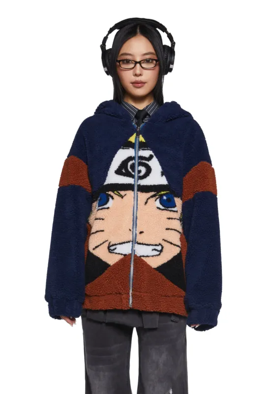 Ninja Hero Hooded Sherpa Jacket sold by Dolls Kill