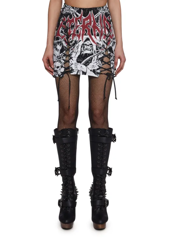 Eternal Damnation Graphic Skirt sold by Dolls Kill