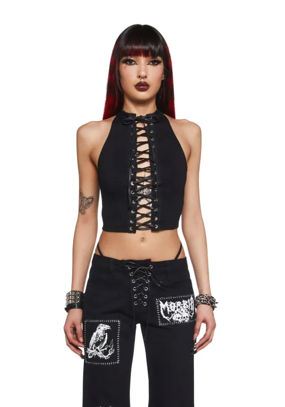 Immortal Revolution Lace Up Top sold by Dolls Kill