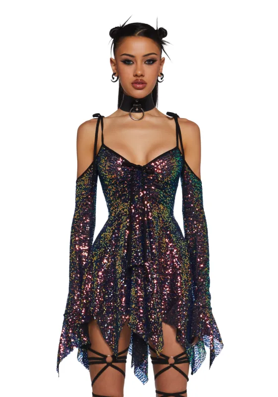 F is For Fairies Handkerchief Dress - Sequin sold by Dolls Kill