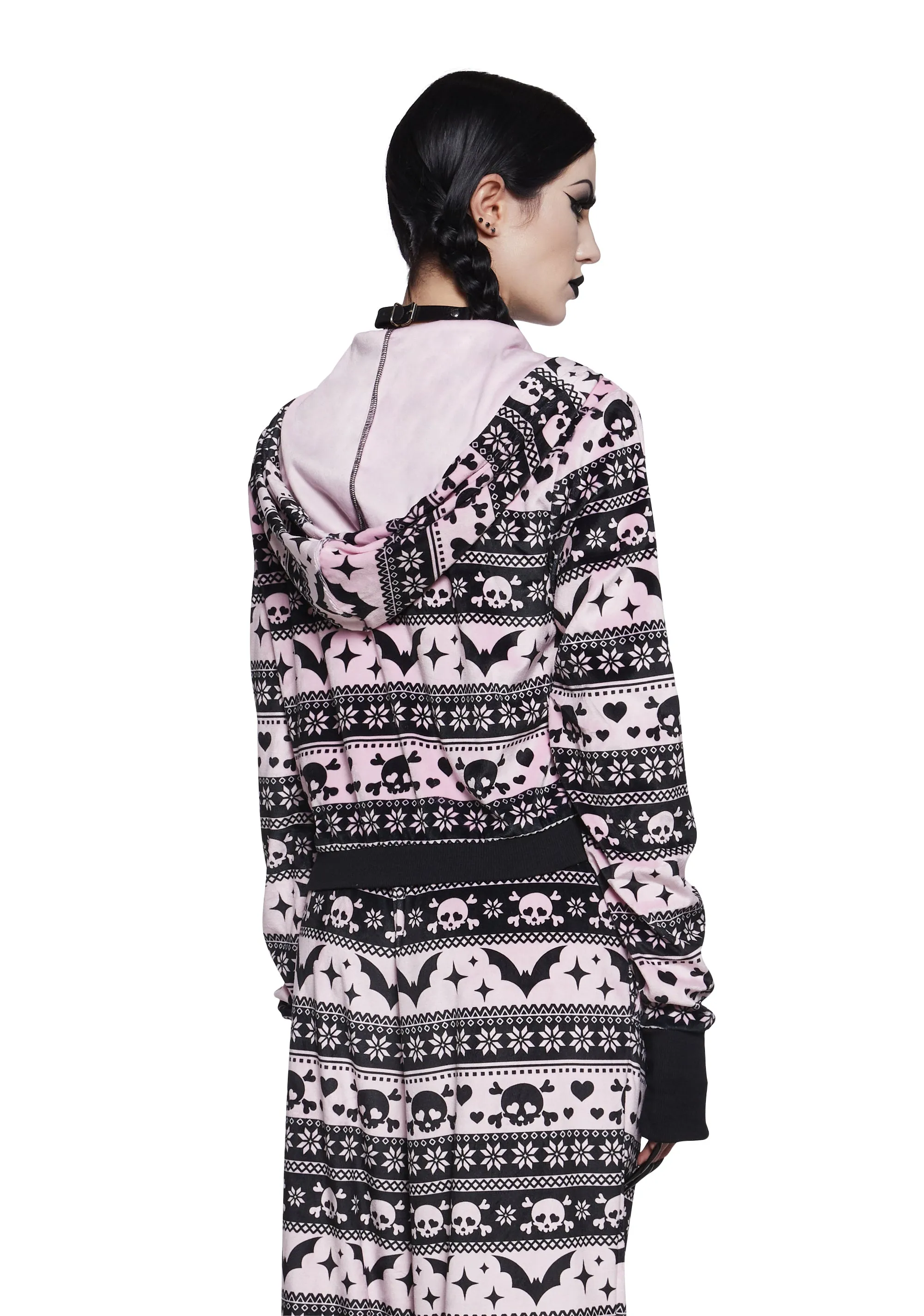 Deck The Skulls Zip-Up Hoodie sold by Dolls Kill product image thumbnail 3