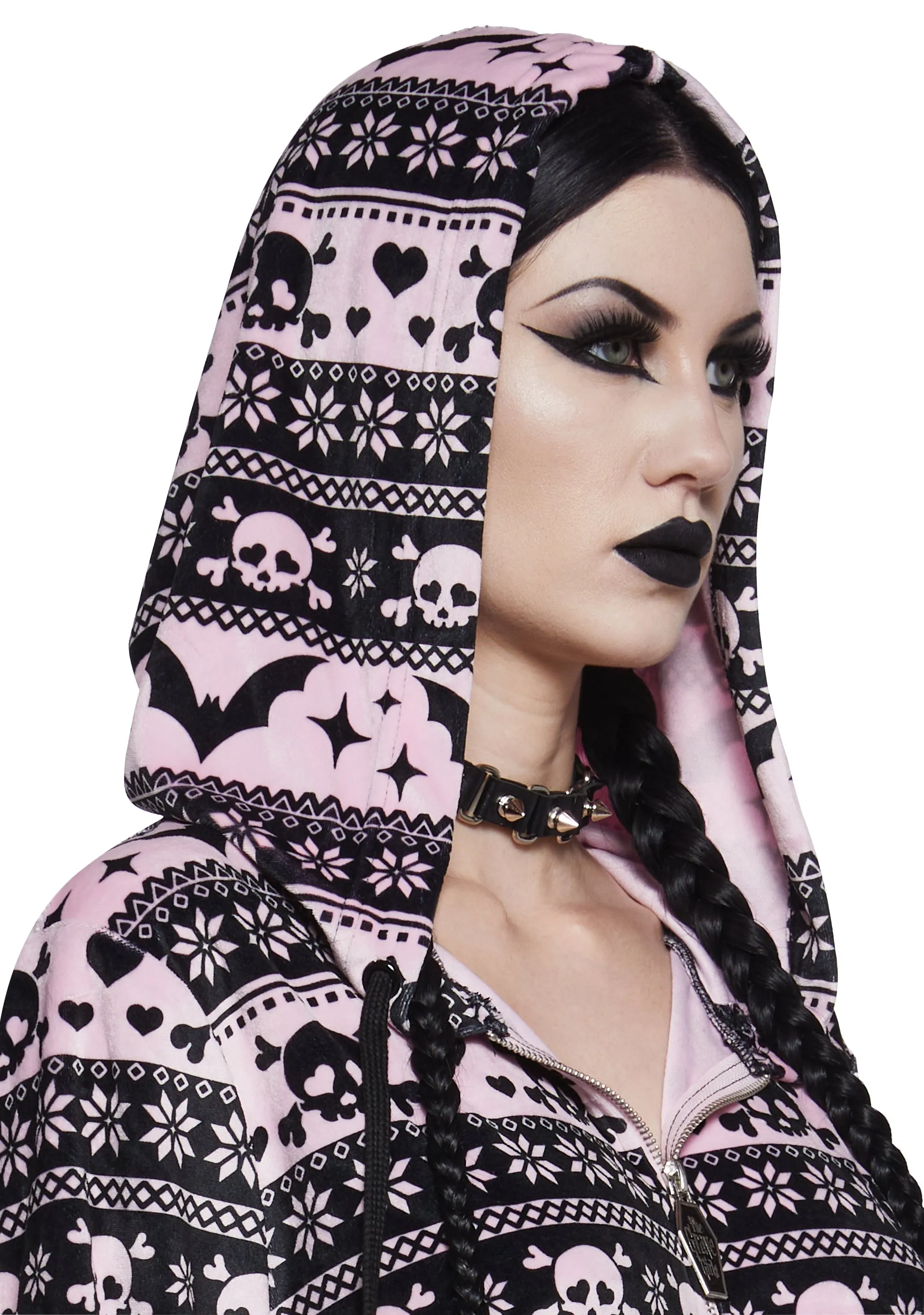 Deck The Skulls Zip-Up Hoodie sold by Dolls Kill product image thumbnail 4