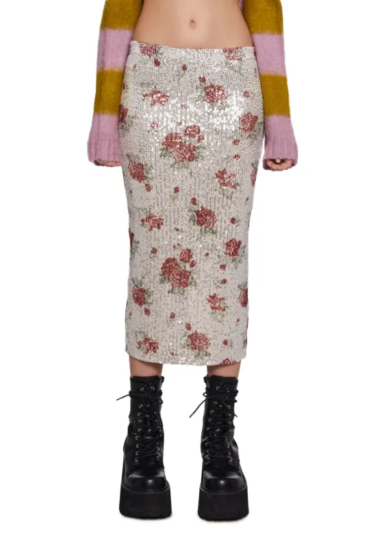 Mesmerized Days Sequin Midi Skirt sold by Dolls Kill