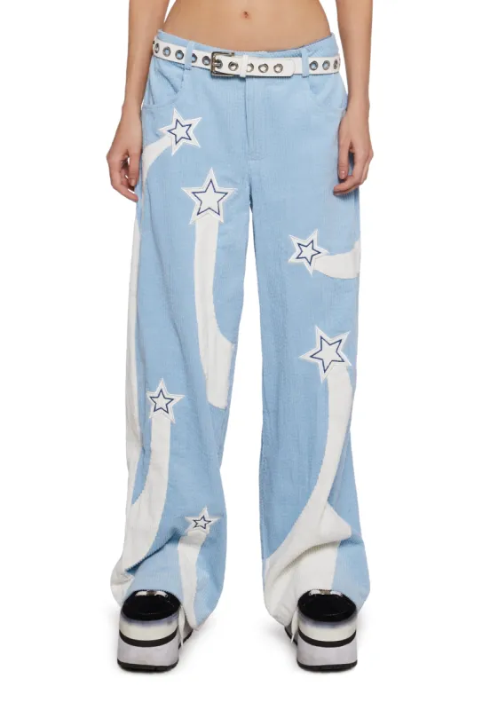 Living The Dream Wide Leg Pants - Blue sold by Dolls Kill