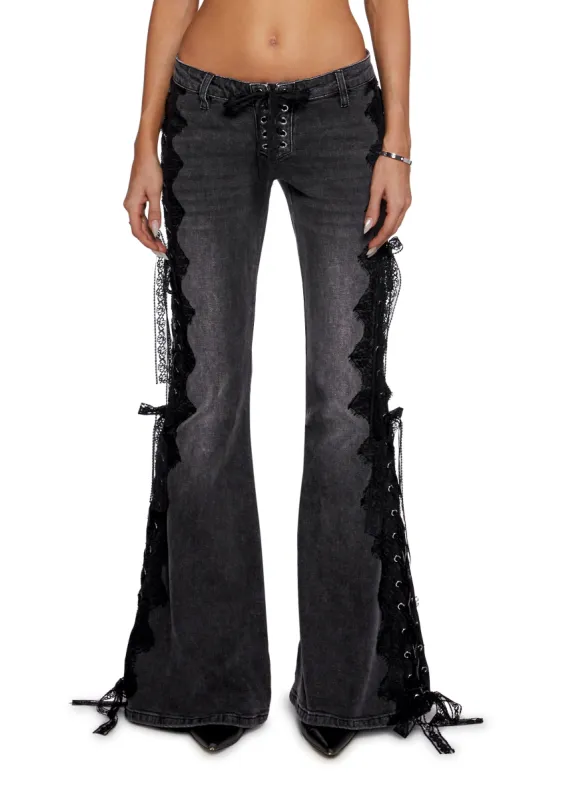 Across The Crowd Flare Jeans sold by Dolls Kill