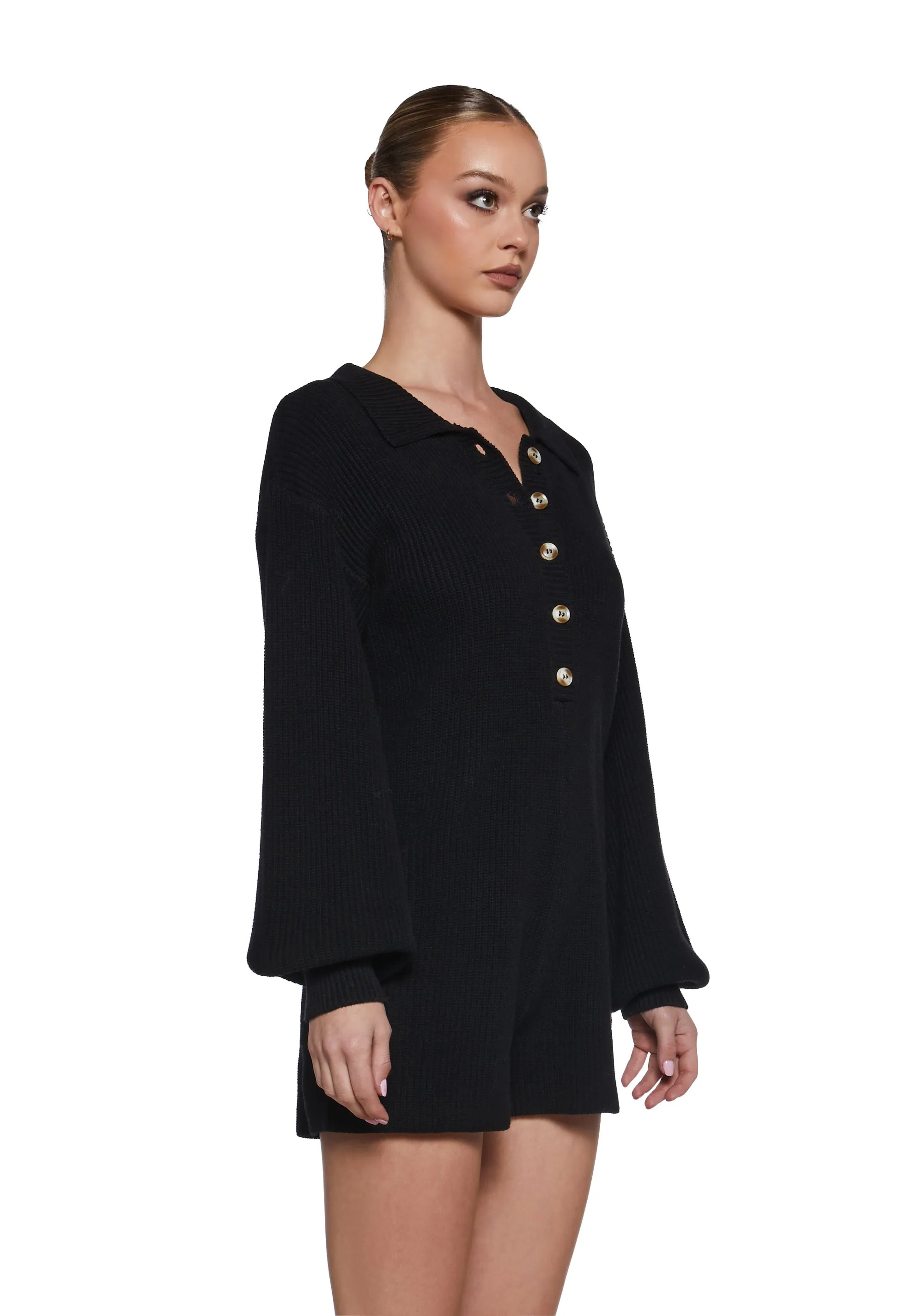 Cozy Weekends Knit Romper - Black sold by Dolls Kill product image thumbnail 3