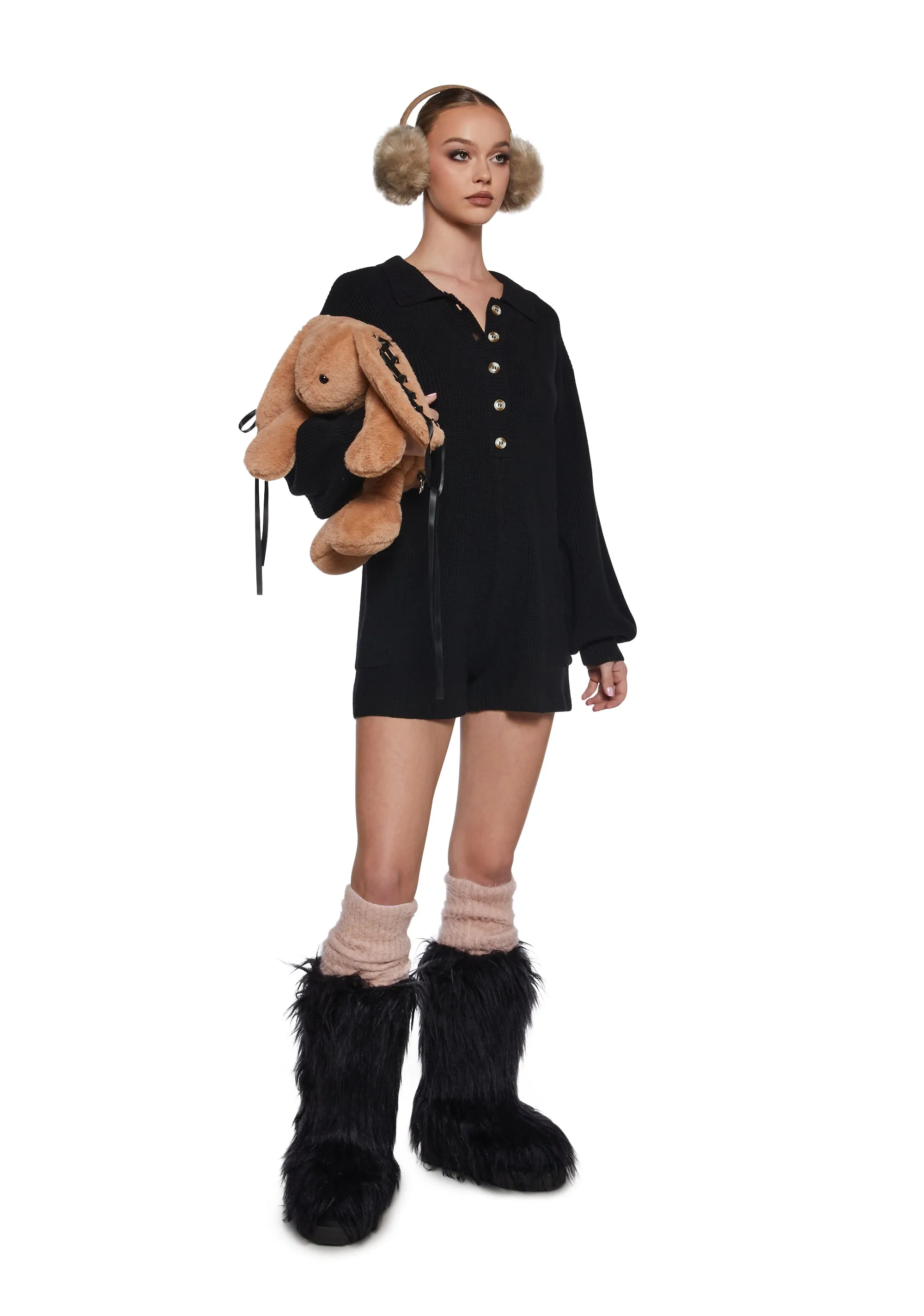 Cozy Weekends Knit Romper - Black sold by Dolls Kill product image thumbnail 2