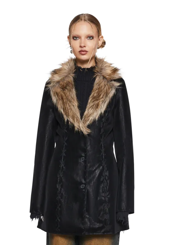 Pose Away Vegan Leather Coat sold by Dolls Kill
