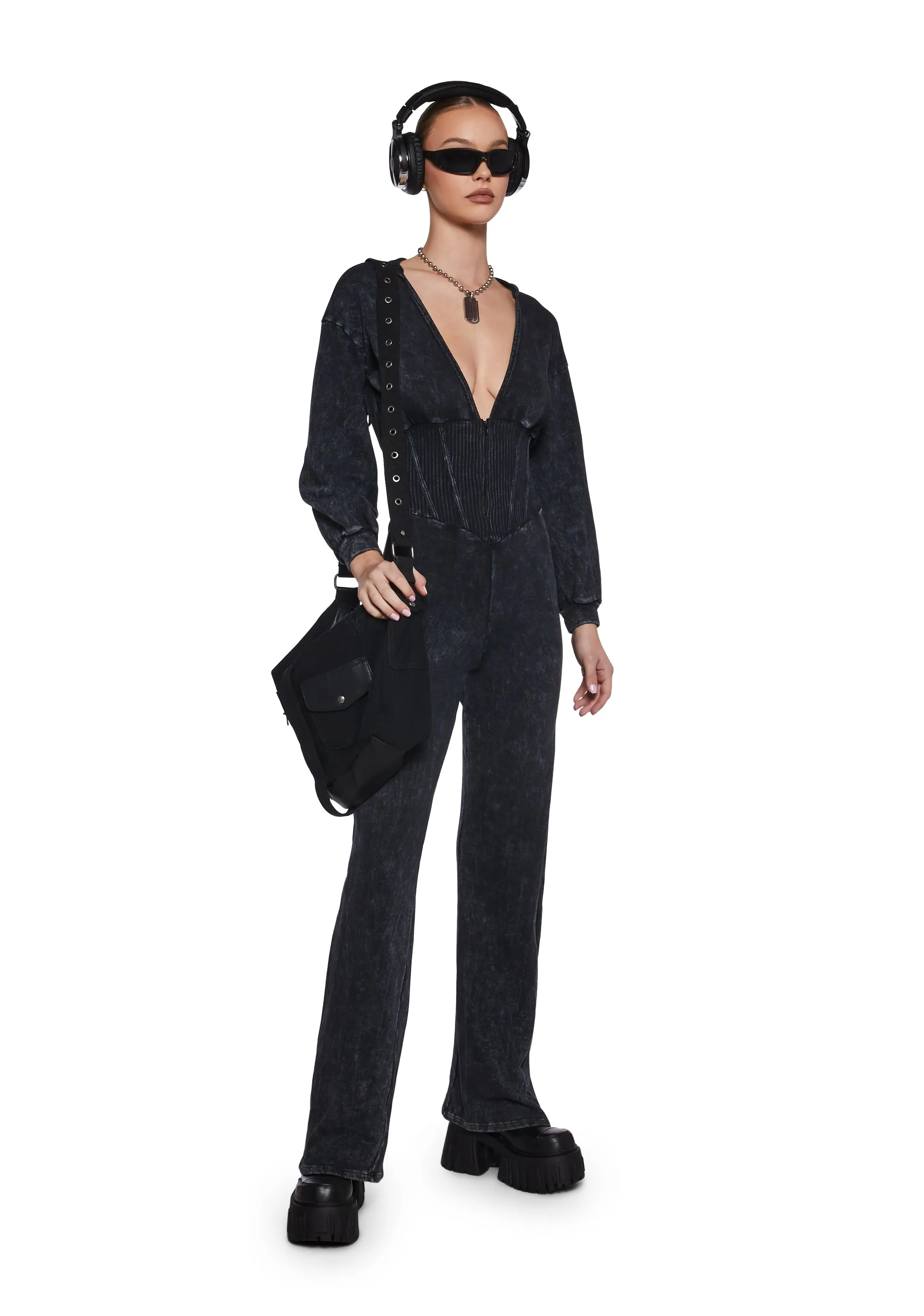 In My Stereo Lab Hooded Jumpsuit sold by Dolls Kill product image thumbnail 5