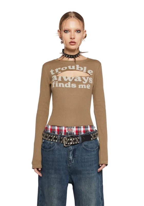 Here Comes Trouble Thermal Top sold by Dolls Kill