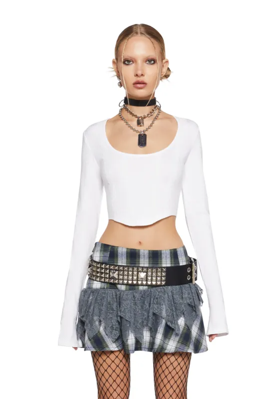 Back Stage Long Sleeve Crop Top sold by Dolls Kill