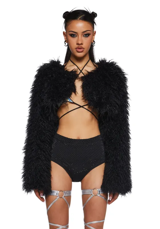 Midnight Hype Faux Fur Shrug sold by Dolls Kill