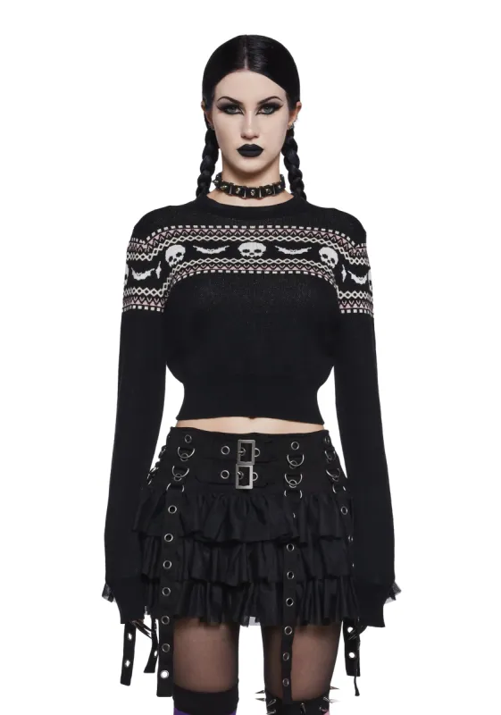 Macabre Wishes Crop Sweater sold by Dolls Kill