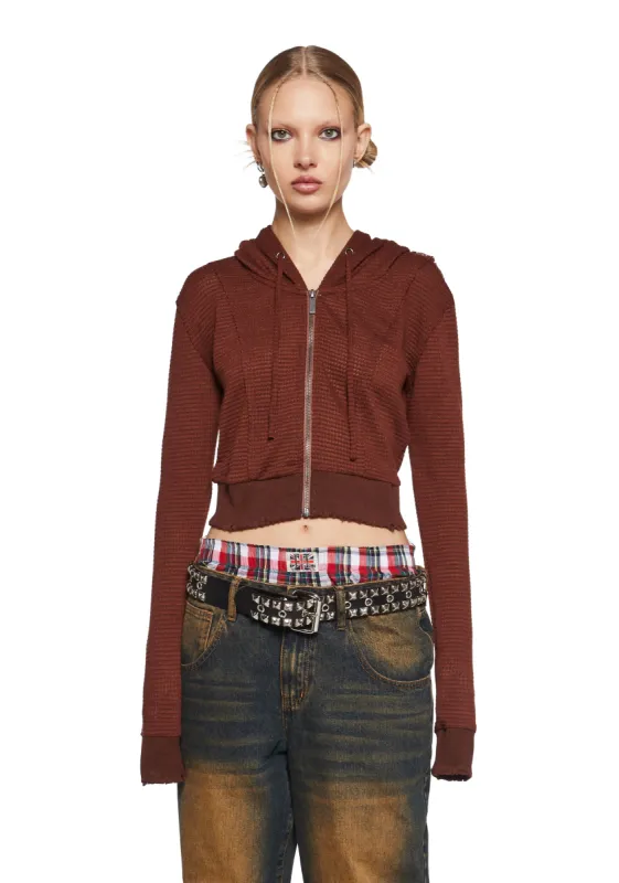 Alternate Ending Thermal Zip-Up Hoodie sold by Dolls Kill