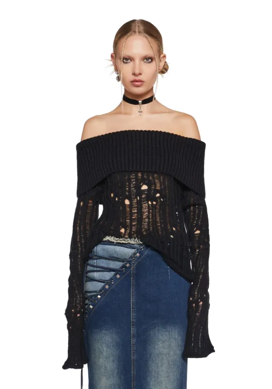 Something About You Distressed Sweater sold by Dolls Kill