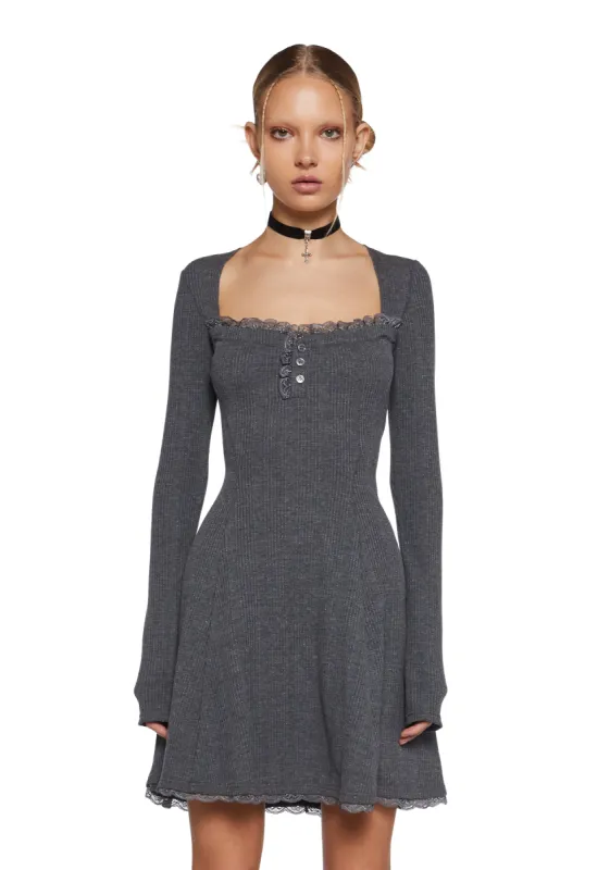 Mid Century Date Thermal Dress  - Gray sold by Dolls Kill