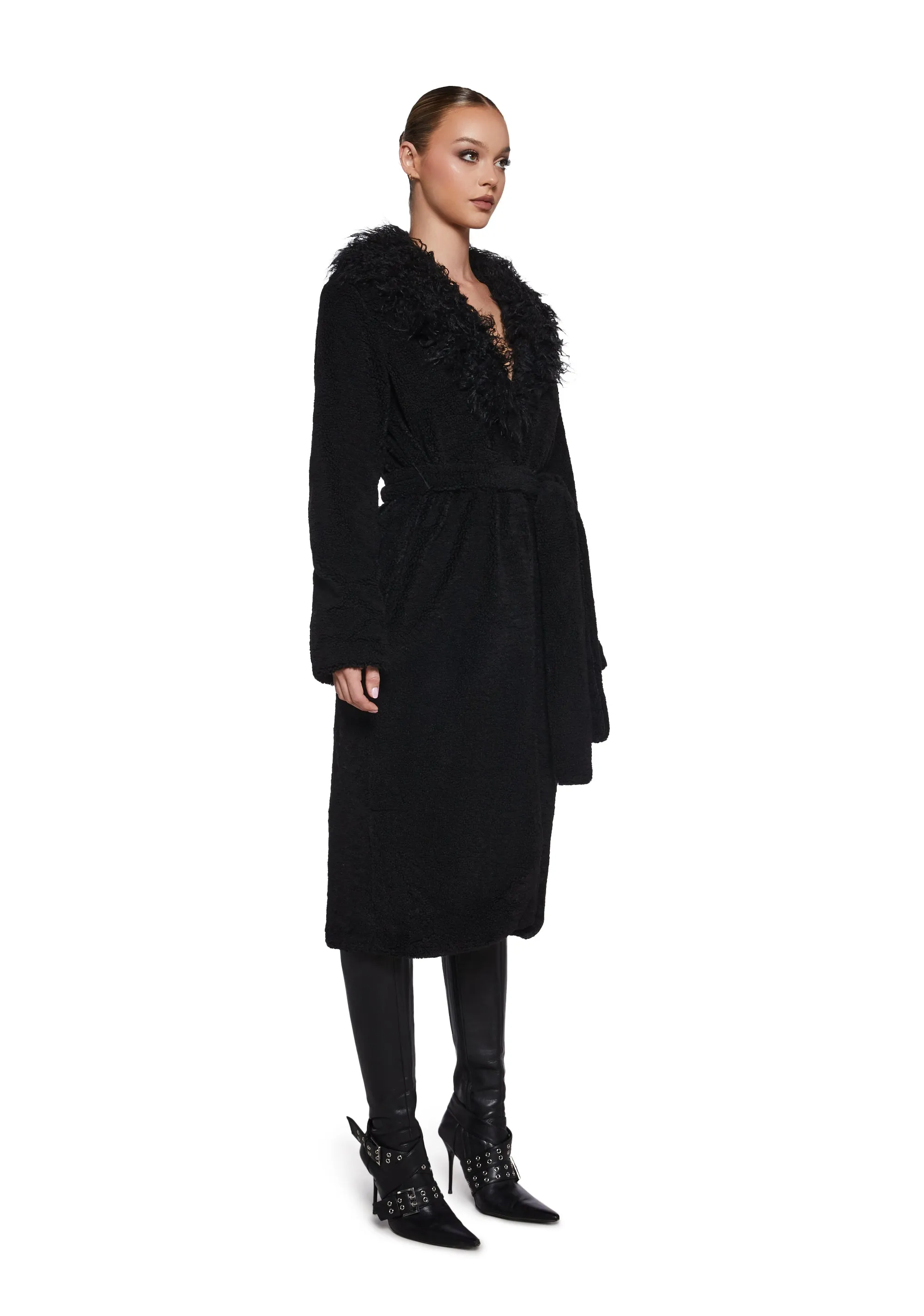 Winter Hearts Faux Fur Coat - Black sold by Dolls Kill product image thumbnail 3