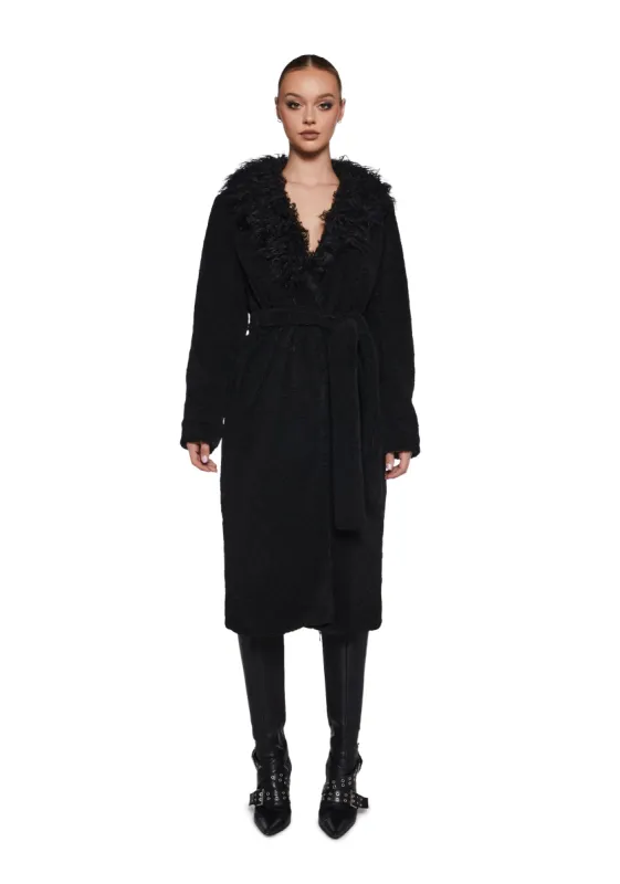 Winter Hearts Faux Fur Coat - Black sold by Dolls Kill