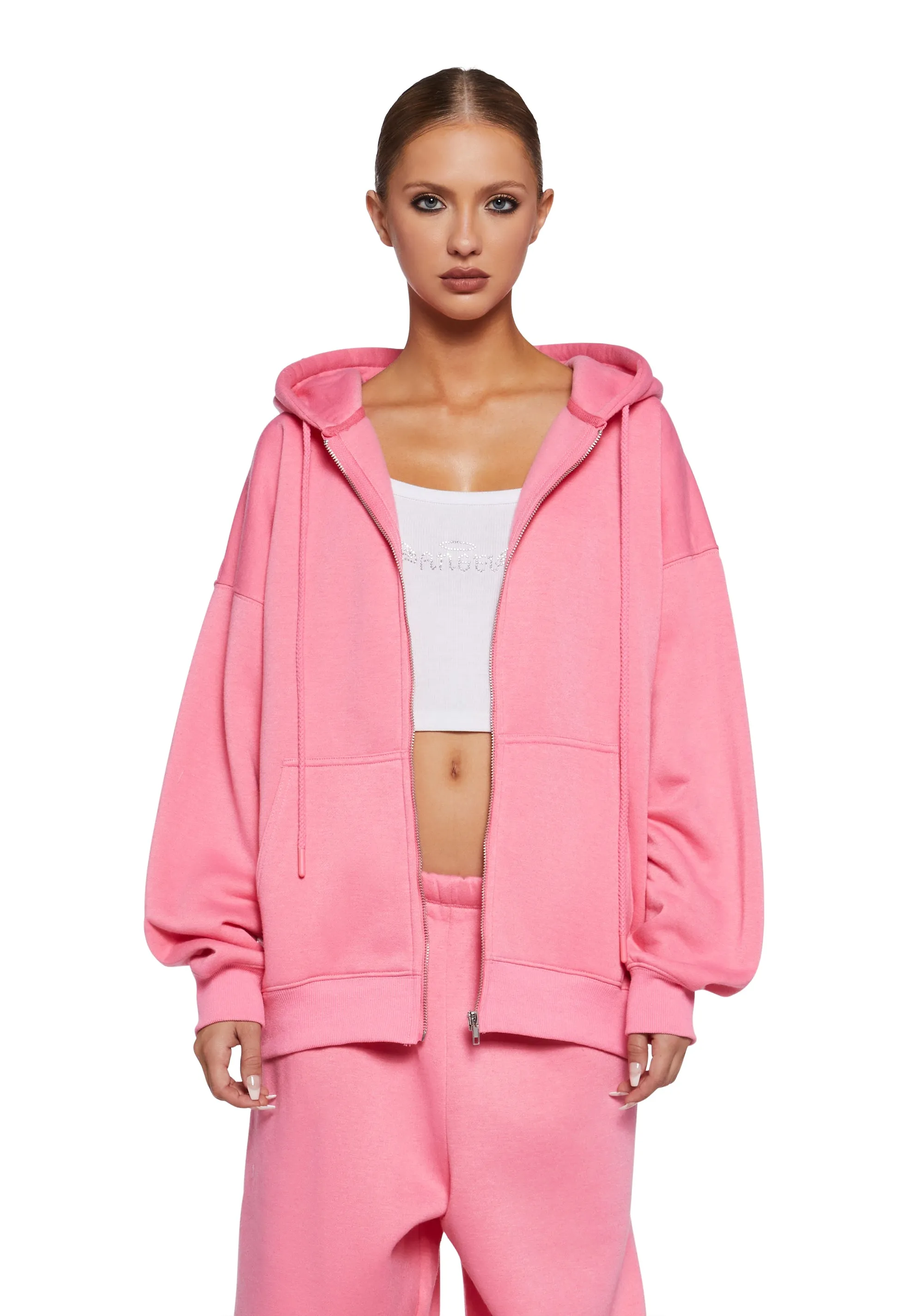 Indulge Me Zip-Up Hoodie - Pink sold by Dolls Kill