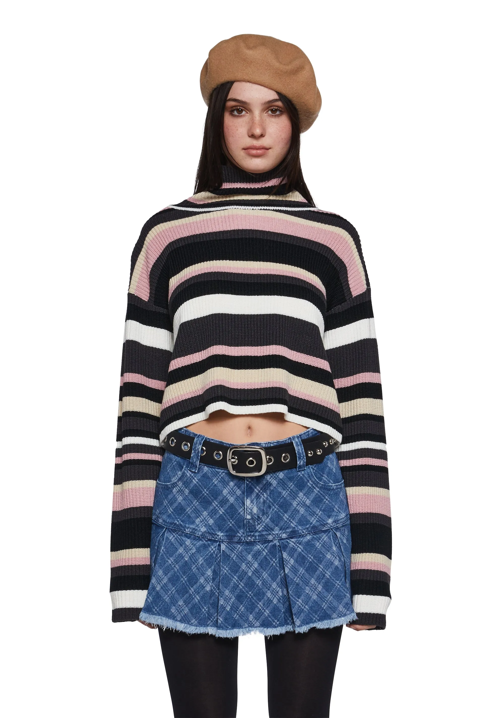 Cool Breeze Turtleneck Sweater - Pink sold by Dolls Kill