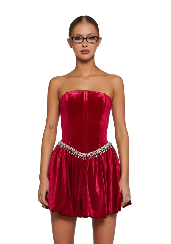 Tinsel Event Velvet Dress - Red sold by Dolls Kill