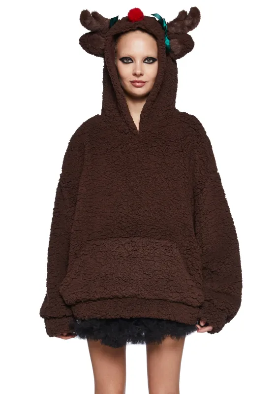 Reindeer Games Sherpa Hoodie sold by Dolls Kill
