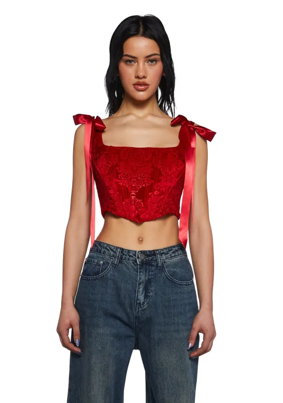 December Dilemma Corset Top - Red sold by Dolls Kill