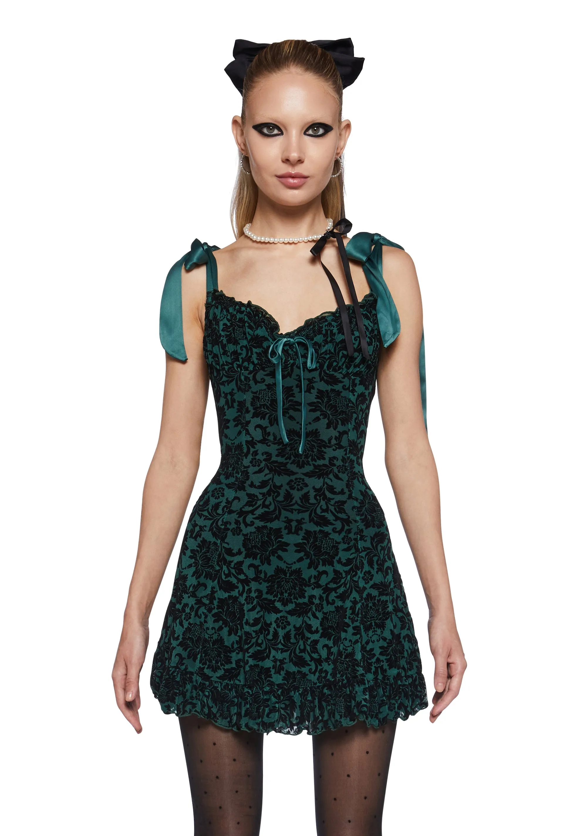 Wildflower Fables Mini Dress - Green sold by Dolls Kill