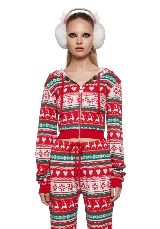 Home For The Holidays Zip-Up Hoodie sold by Dolls Kill