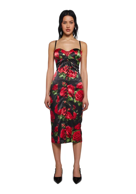Romantic Getaway Midi Dress - Black sold by Dolls Kill
