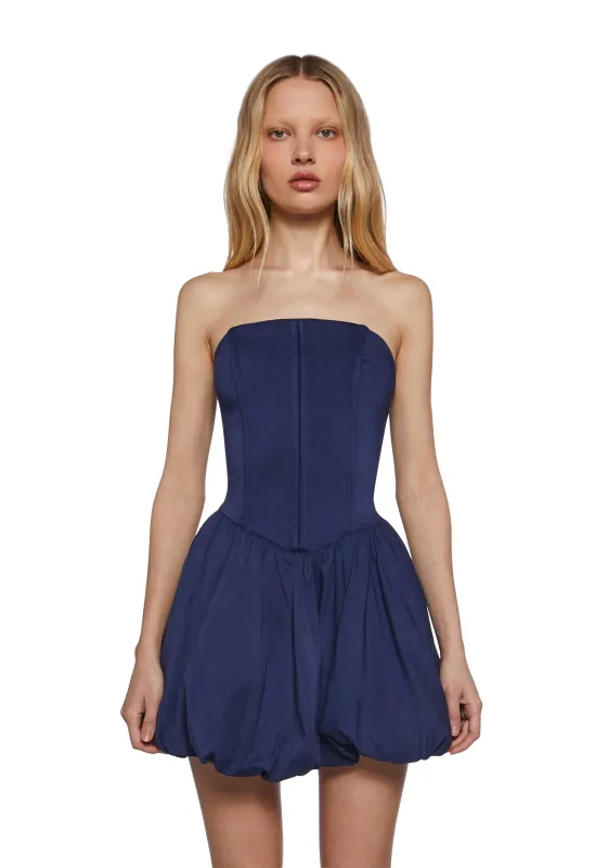 Last Friday Night Corset Dress - Navy sold by Dolls Kill