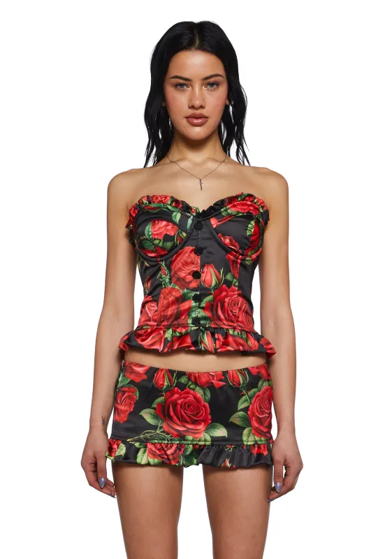 La Bella Vita Corset Top - Black/Red sold by Dolls Kill