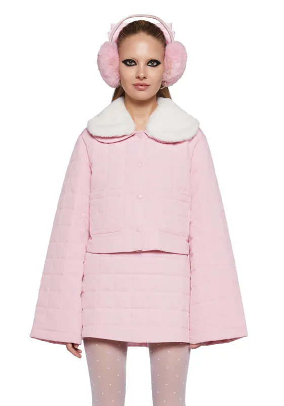 Polar Express Quilted Jacket - Pink sold by Dolls Kill