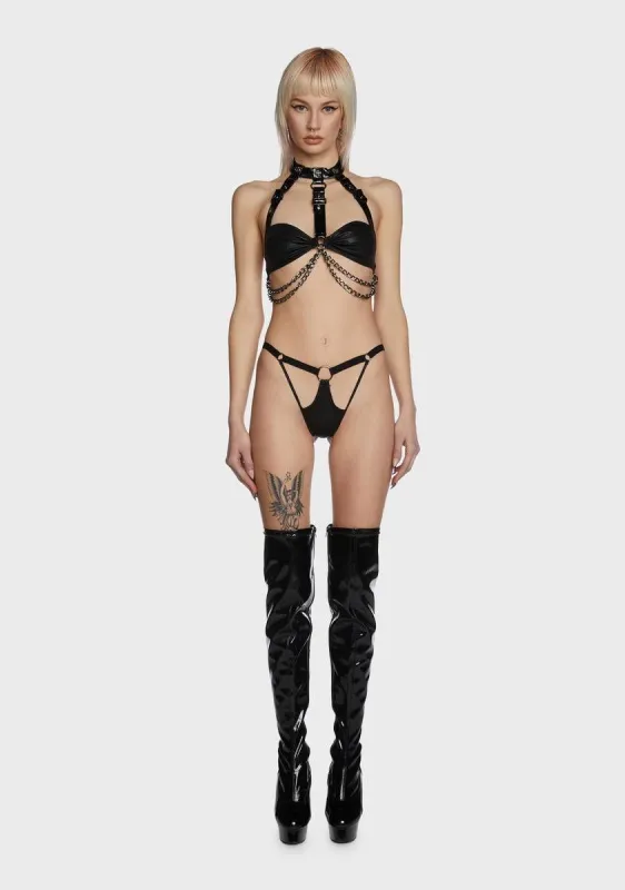 Gothic Punk Harness Chain Lingerie Set sold by Dolls Kill